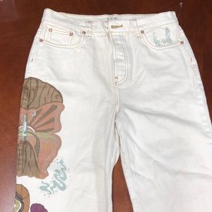 We the free cream colored denim painted jeans